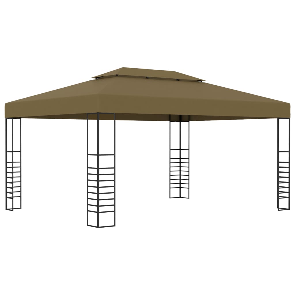 VidaXL Prieel met LED-lichtslinger 3x4m taupe