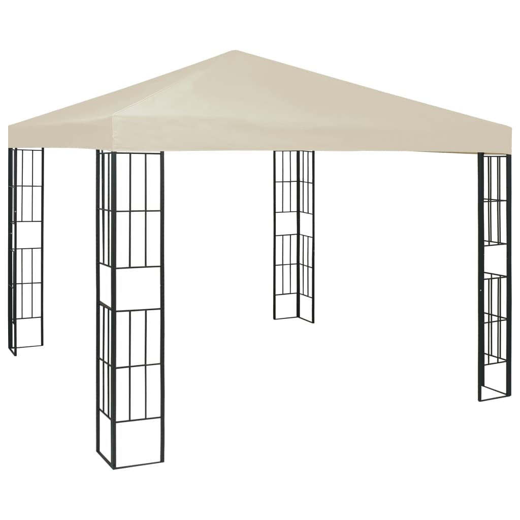 VidaXL Prieel met LED-lichtslinger 3x3m crèmekleurig