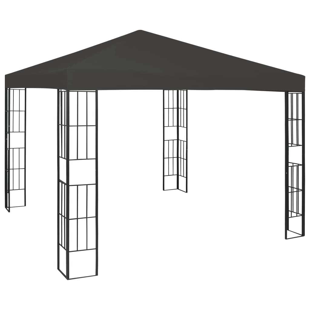 VidaXL Prieel met LED-lichtslinger 3x3m antracietkleurig