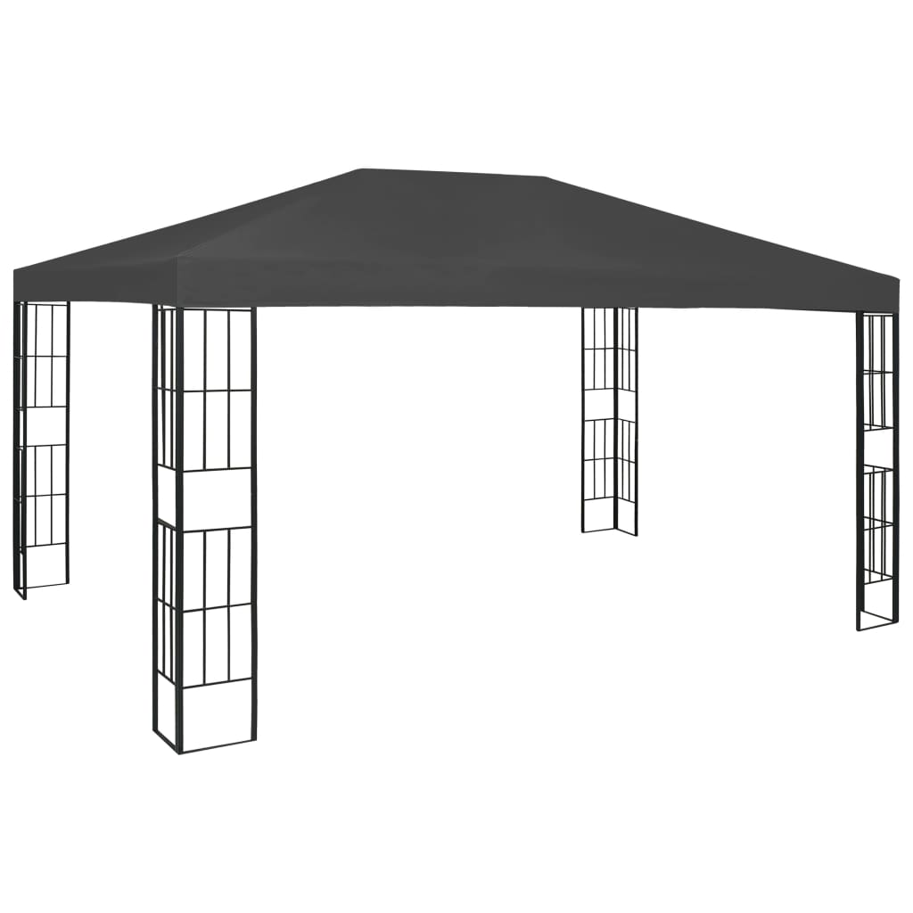 VidaXL Prieel met LED-lichtslinger 3x4m antracietkleurig