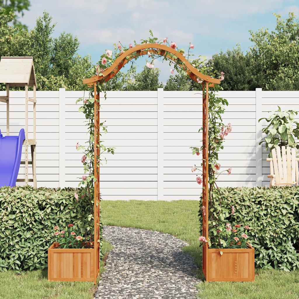 Vidaxl pergola met plantenbak massief vuurhout