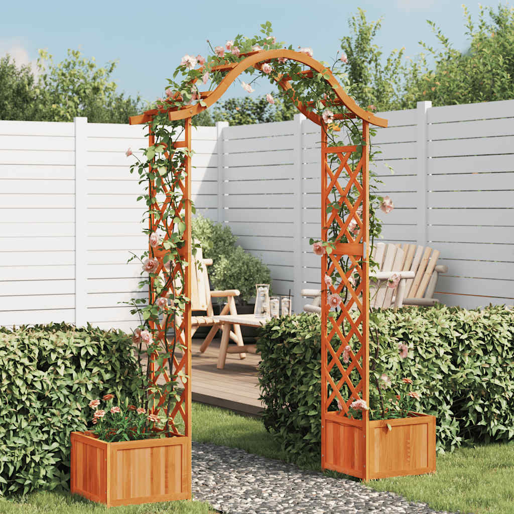 Vidaxl pergola met plantenbak massief vuurhout
