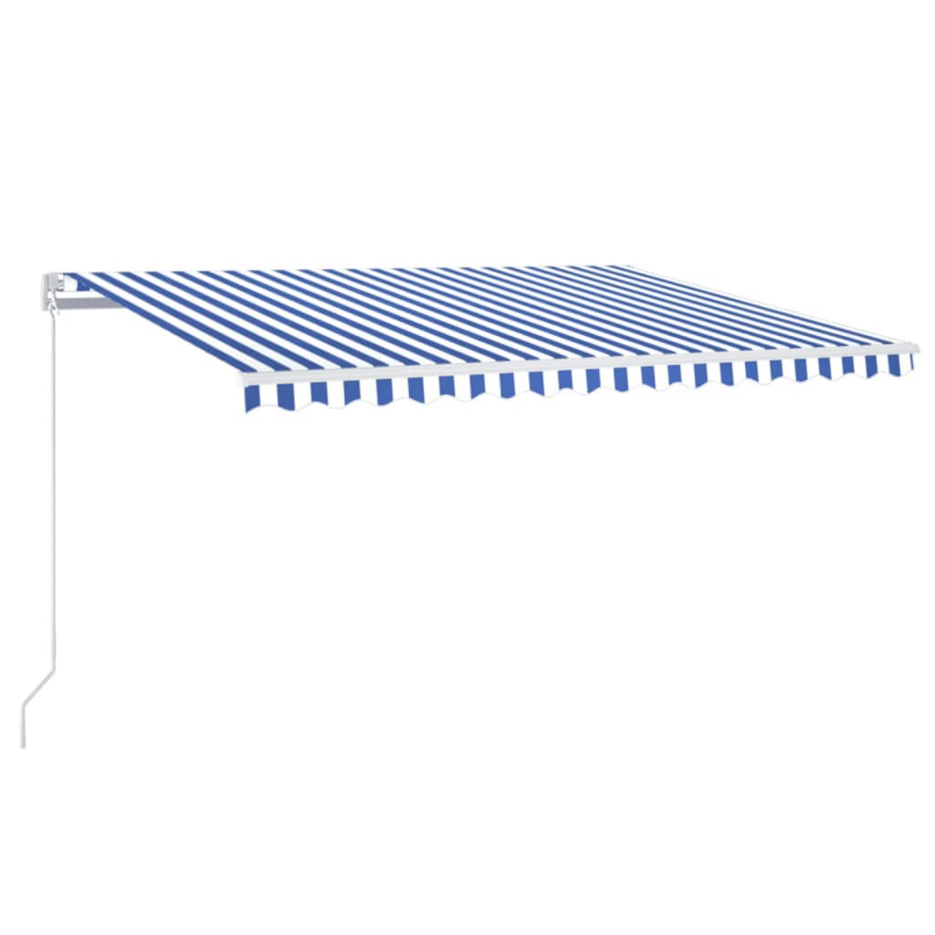 VidaXL Luifel handmatig uittrekbaar 450x350 cm blauw en wit