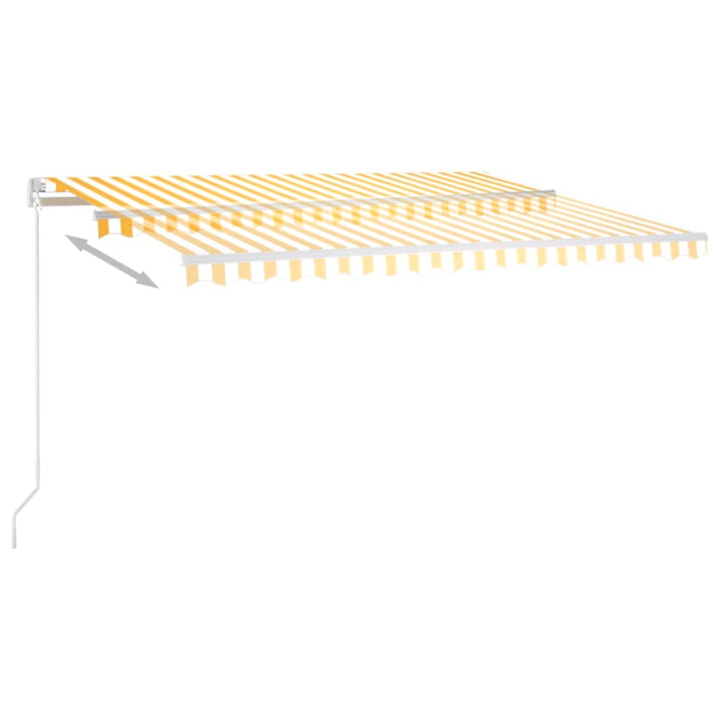 VidaXL Luifel handmatig uittrekbaar 450x350 cm geel en wit