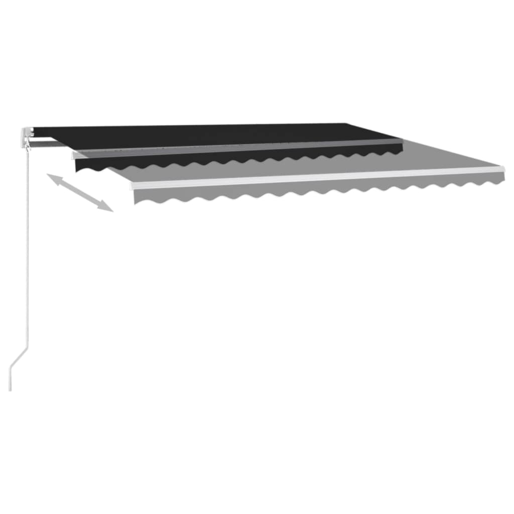 VidaXL Luifel handmatig uittrekbaar met LED 450x350 cm antracietkleur