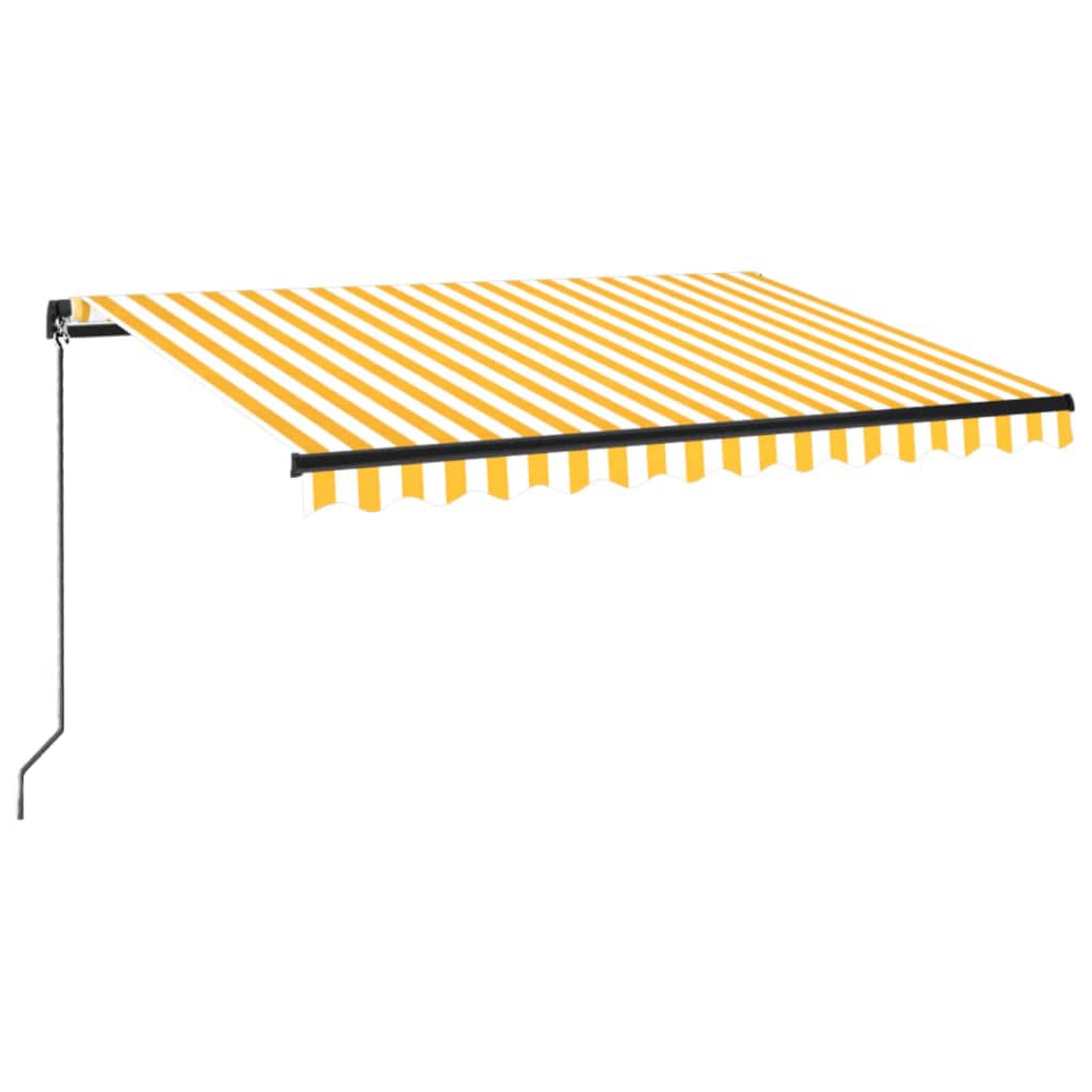 VidaXL Luifel handmatig uittrekbaar 350x250 cm geel en wit