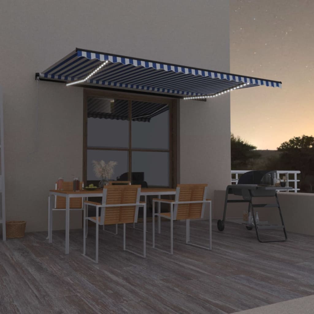 VidaXL Luifel handmatig uittrekbaar met LED 500x300 cm