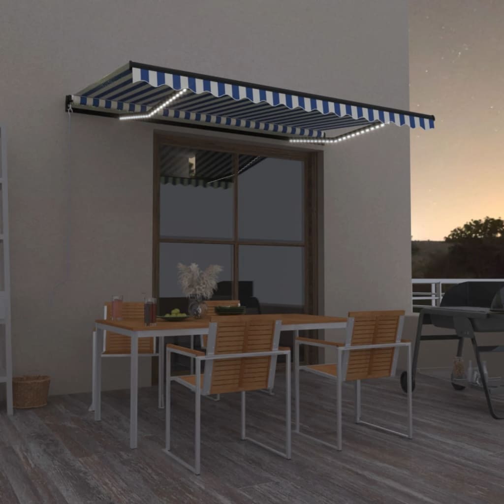 VidaXL Luifel handmatig uittrekbaar met LED 400x350 cm