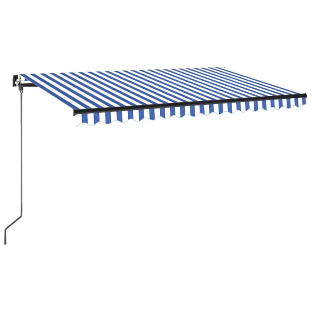 VidaXL Luifel handmatig uittrekbaar 450x350 cm blauw en wit