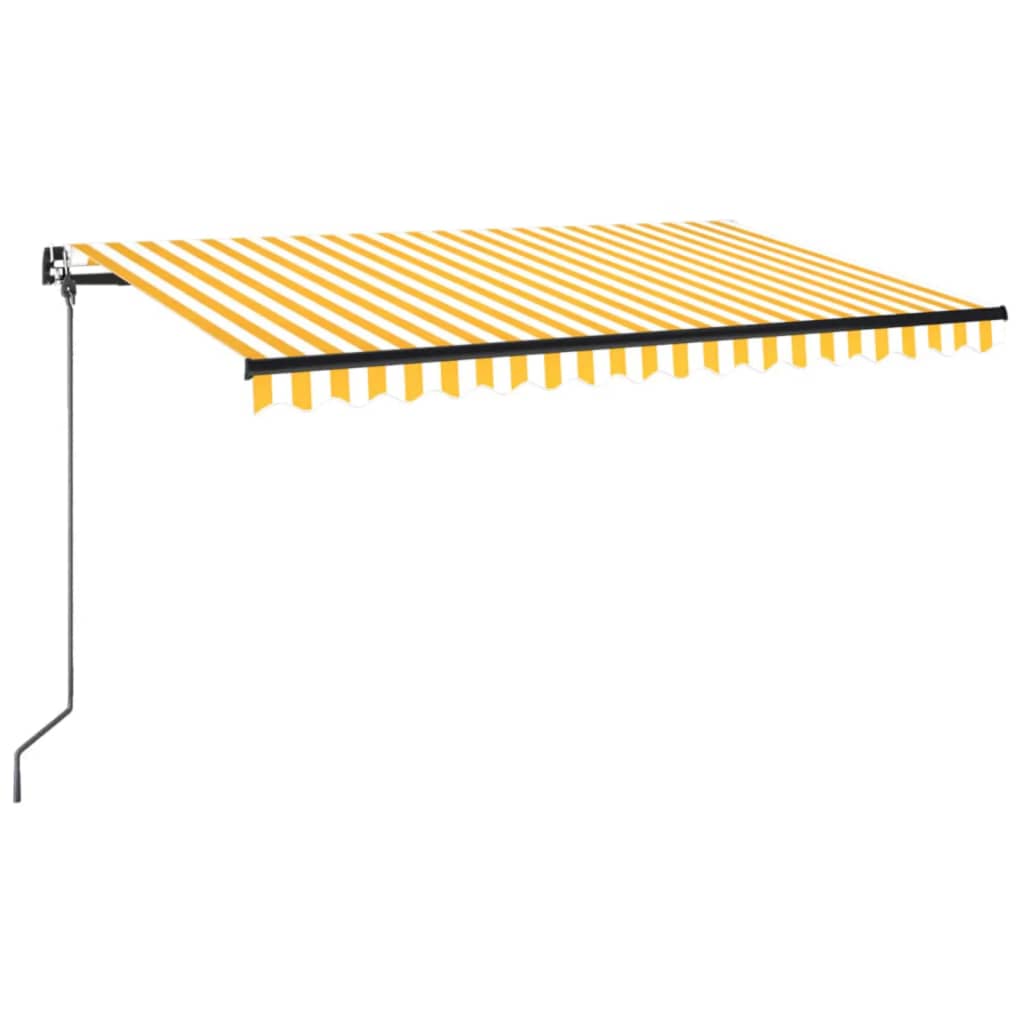VidaXL Luifel handmatig uittrekbaar 450x350 cm geel en wit