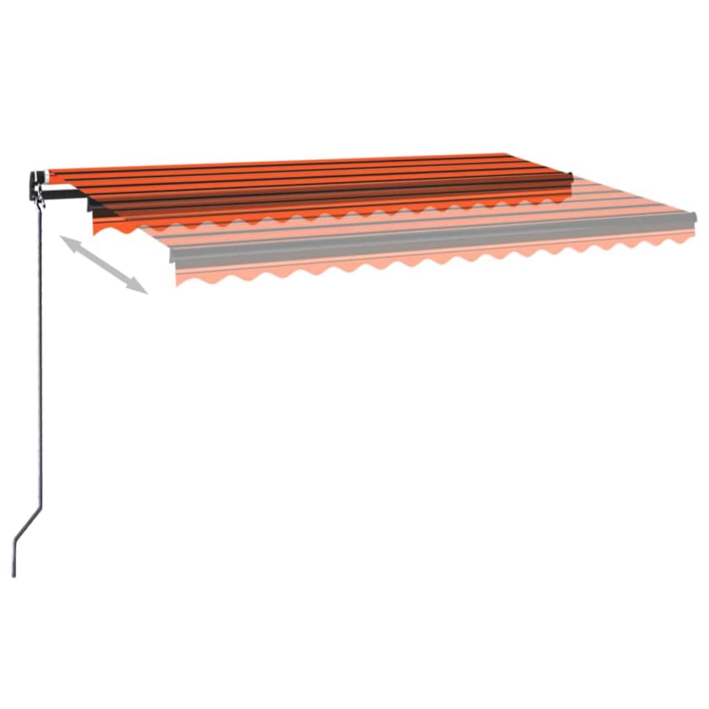 VidaXL Luifel handmatig uittrekbaar 450x350 cm oranje en bruin