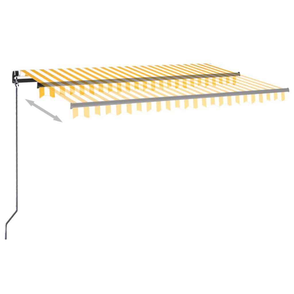 VidaXL Luifel handmatig uittrekbaar met LED 450x350 cm geel en wit