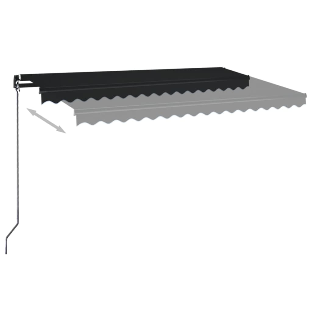 VidaXL Luifel handmatig uittrekbaar met LED 450x350 cm antracietkleur