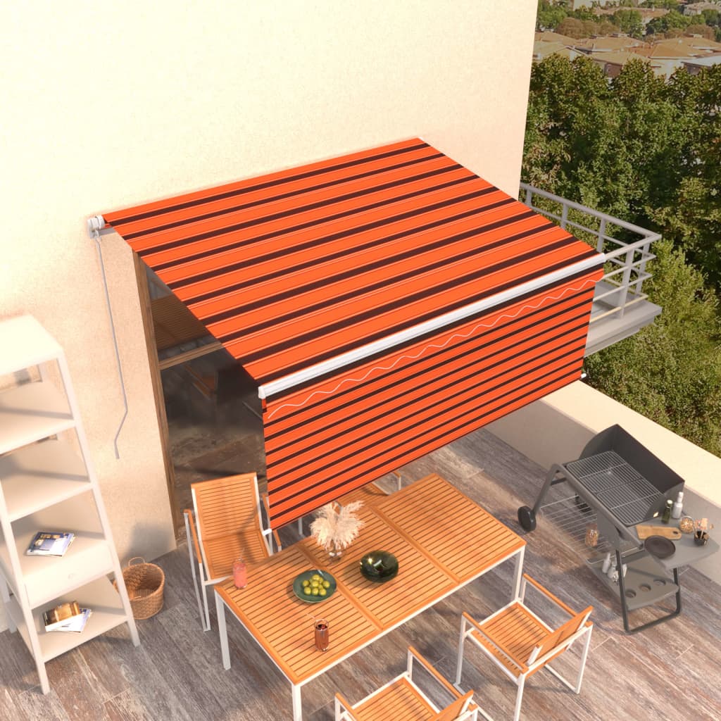 Vidaxl luifel handmatig uittrekbaar rolgordijn 3x2,5 m oranje en bruin