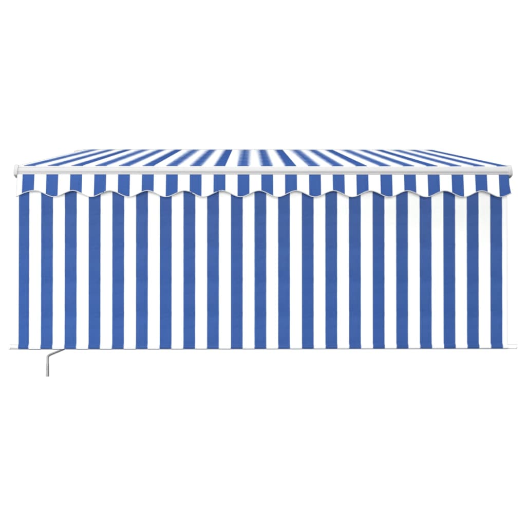 VidaXL Luifel handmatig uittrekbaar rolgordijn LED 3x2,5m blauw wit