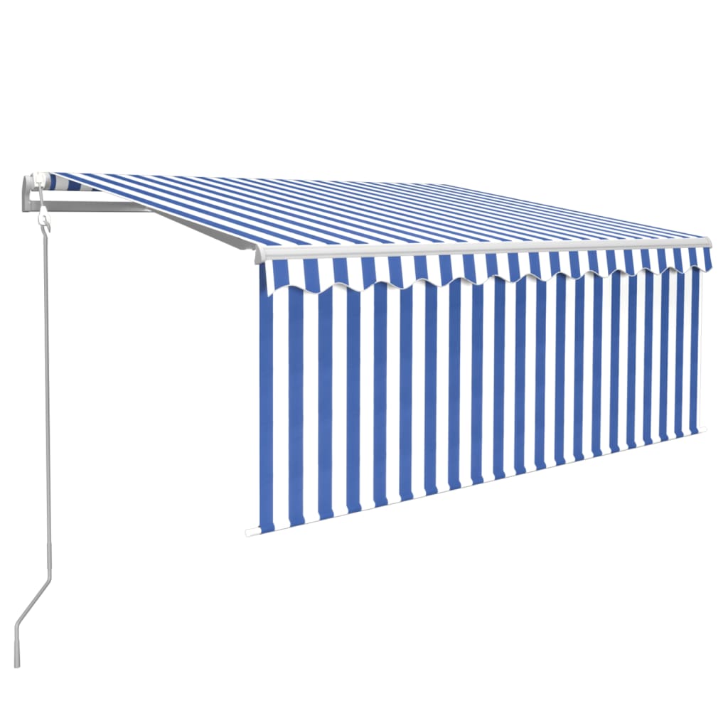VidaXL Luifel automatisch uittrekbaar blauw rolgordijn 3,5x2,5m wit