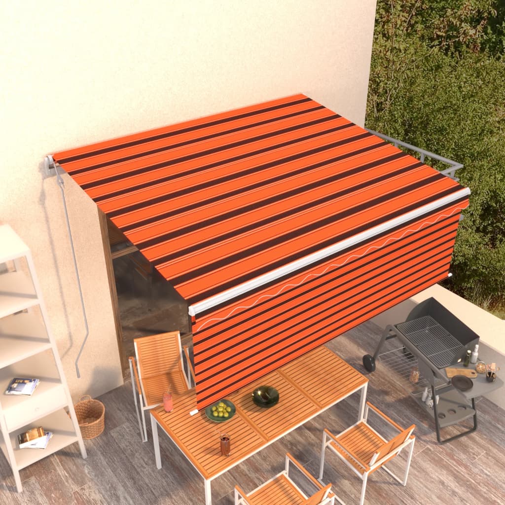 VidaXL Luifel automatisch uittrekbaar rolgordijn 4x3m oranje bruin