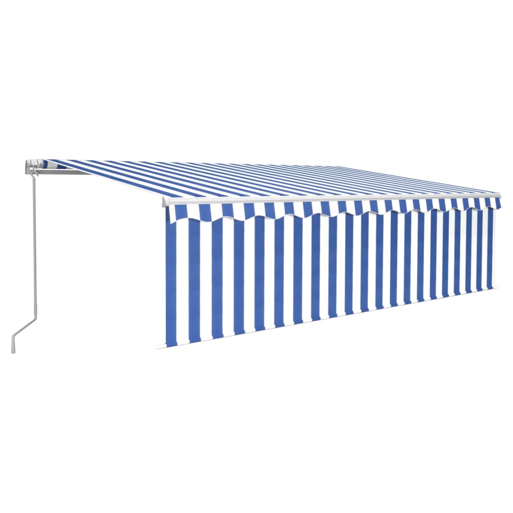 VidaXL Luifel handmatig uittrekbaar met rolgordijn 5x3m blauw en wit