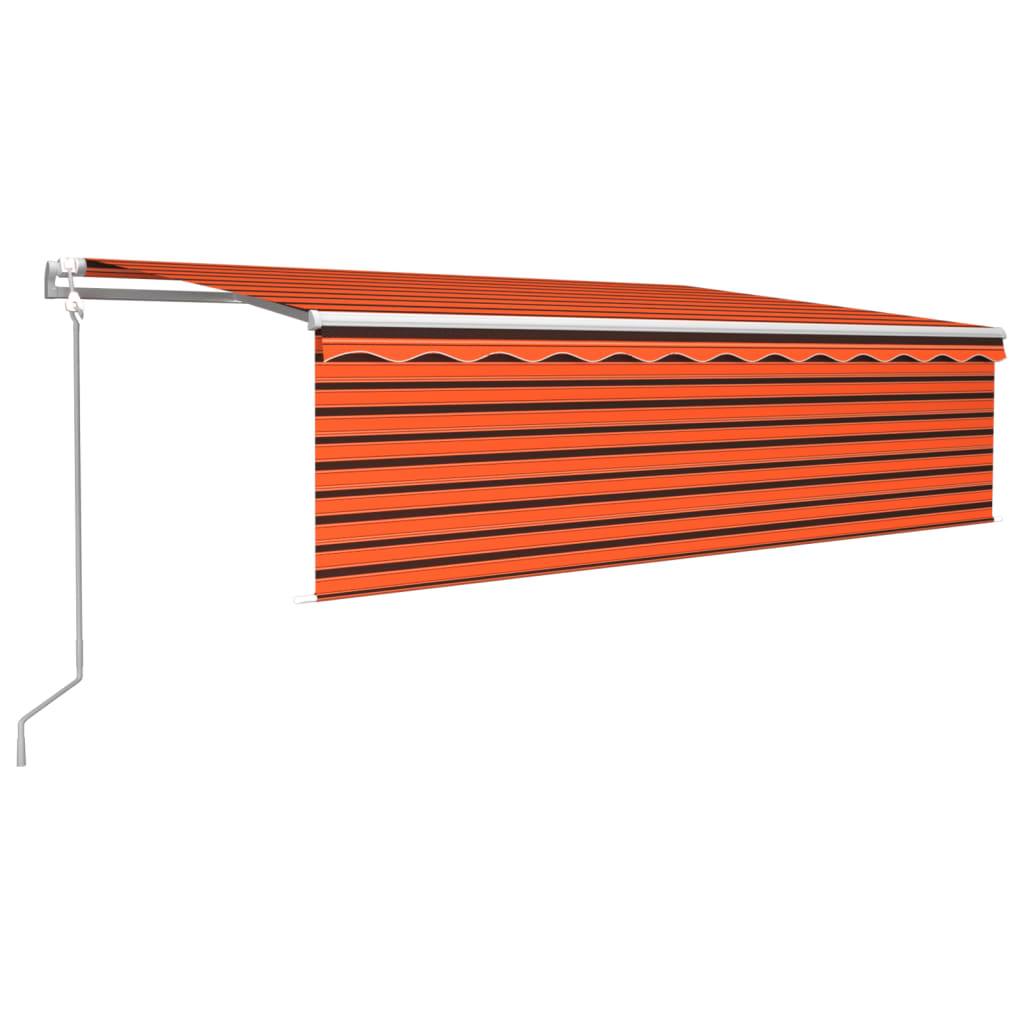 VidaXL Luifel automatisch rolgordijn LED windsensor 5x3m oranje bruin