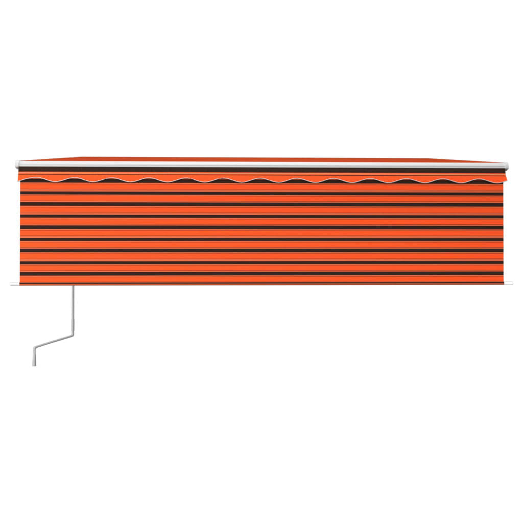 VidaXL Luifel automatisch rolgordijn LED windsensor 5x3m oranje bruin