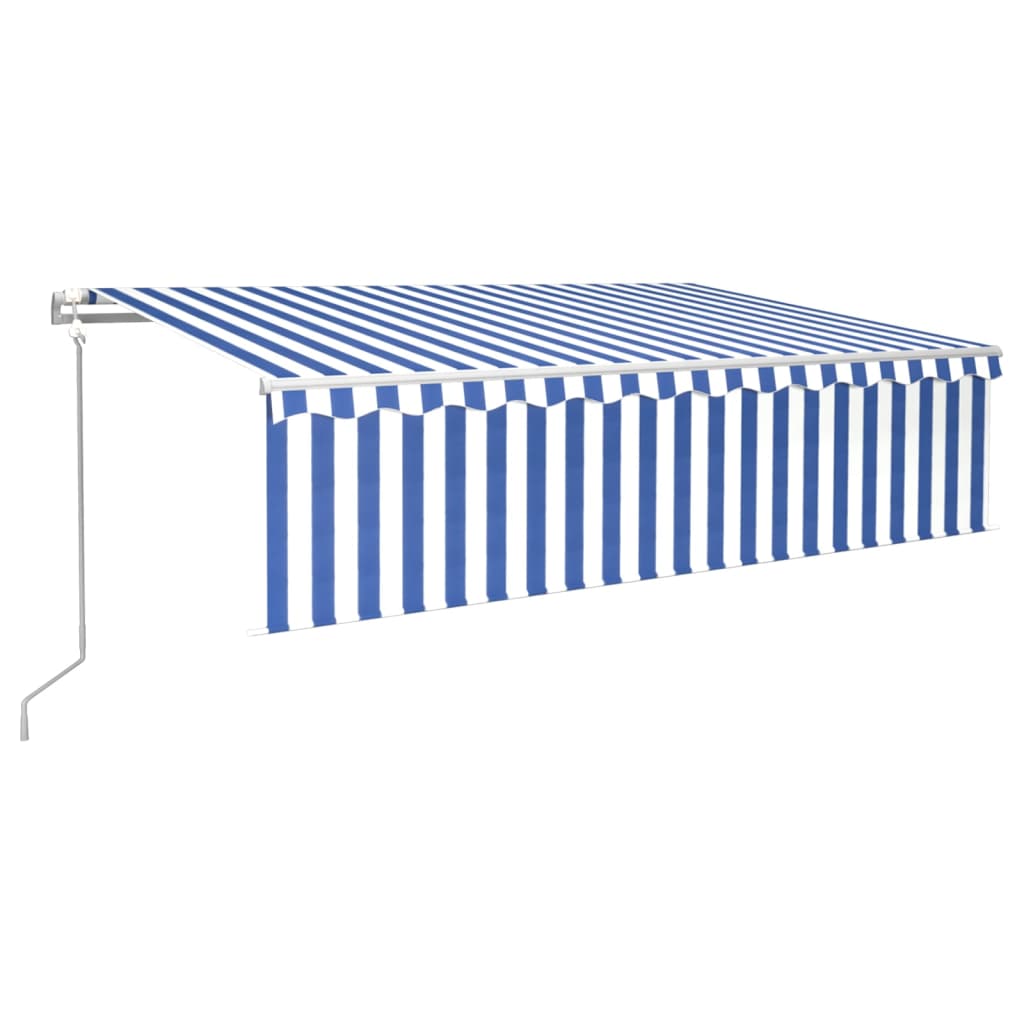 VidaXL Luifel automatisch uittrekbaar met rolgordijn 6x3m blauw wit