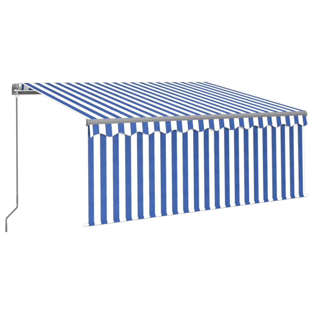 VidaXL Luifel handmatig uittrekbaar met rolgordijn 3x2,5m blauw wit