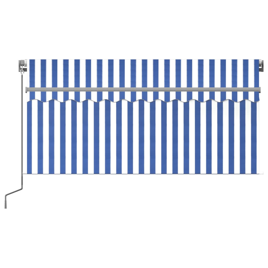 VidaXL Luifel handmatig uittrekbaar met rolgordijn 3,5x2,5m blauw wit