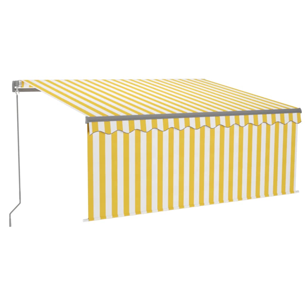 VidaXL Luifel handmatig uittrekbaar rolgordijn LED 3,5x2,5m geel wit