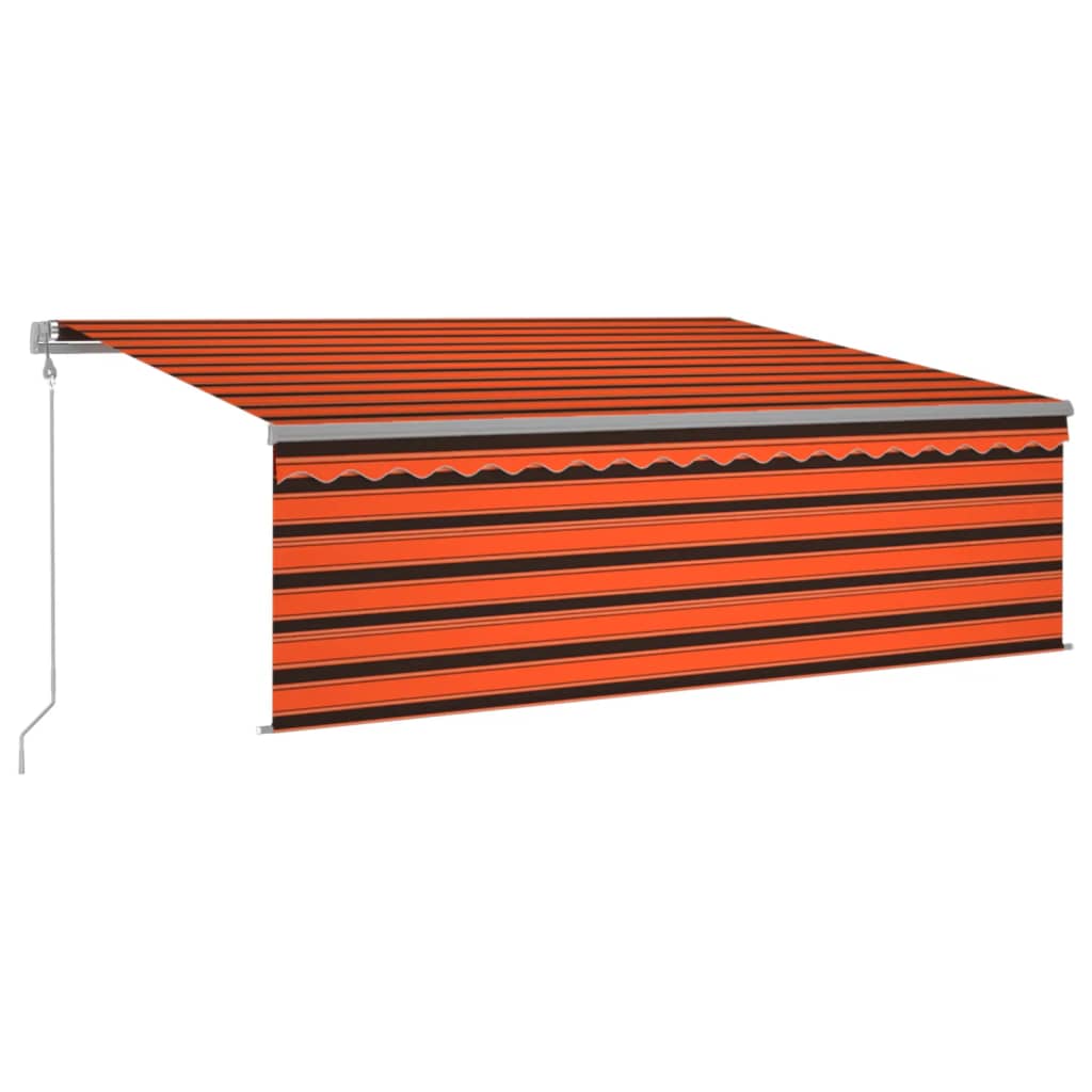 VidaXL Luifel met rolgordijn, LED en windsensor 4x3 m oranje en bruin