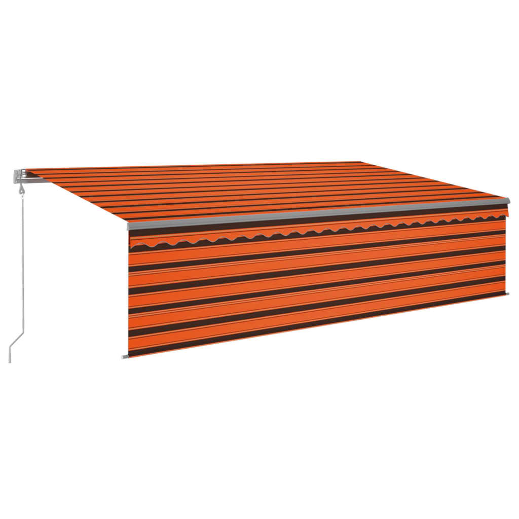 VidaXL Luifel automatisch rolgordijn LED windsensor 5x3m oranje bruin