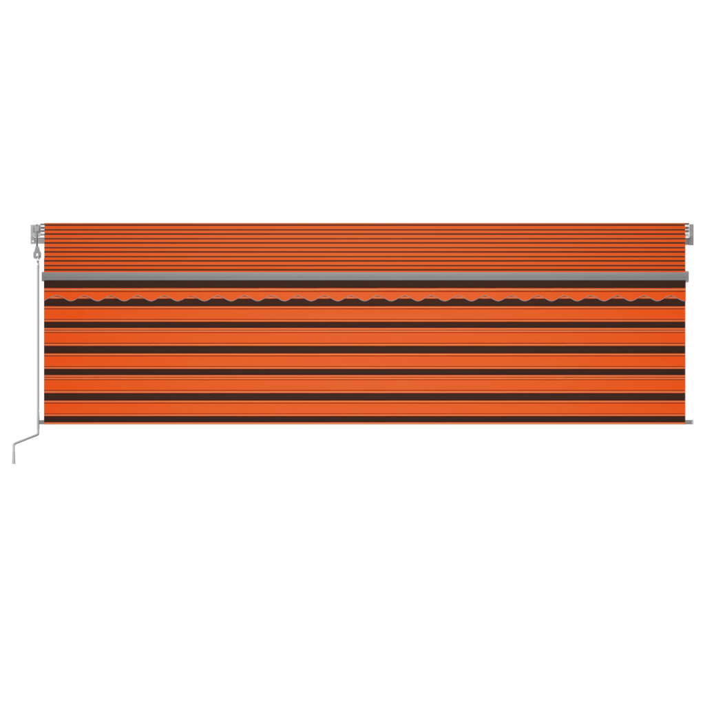 VidaXL Luifel automatisch rolgordijn LED windsensor 5x3m oranje bruin