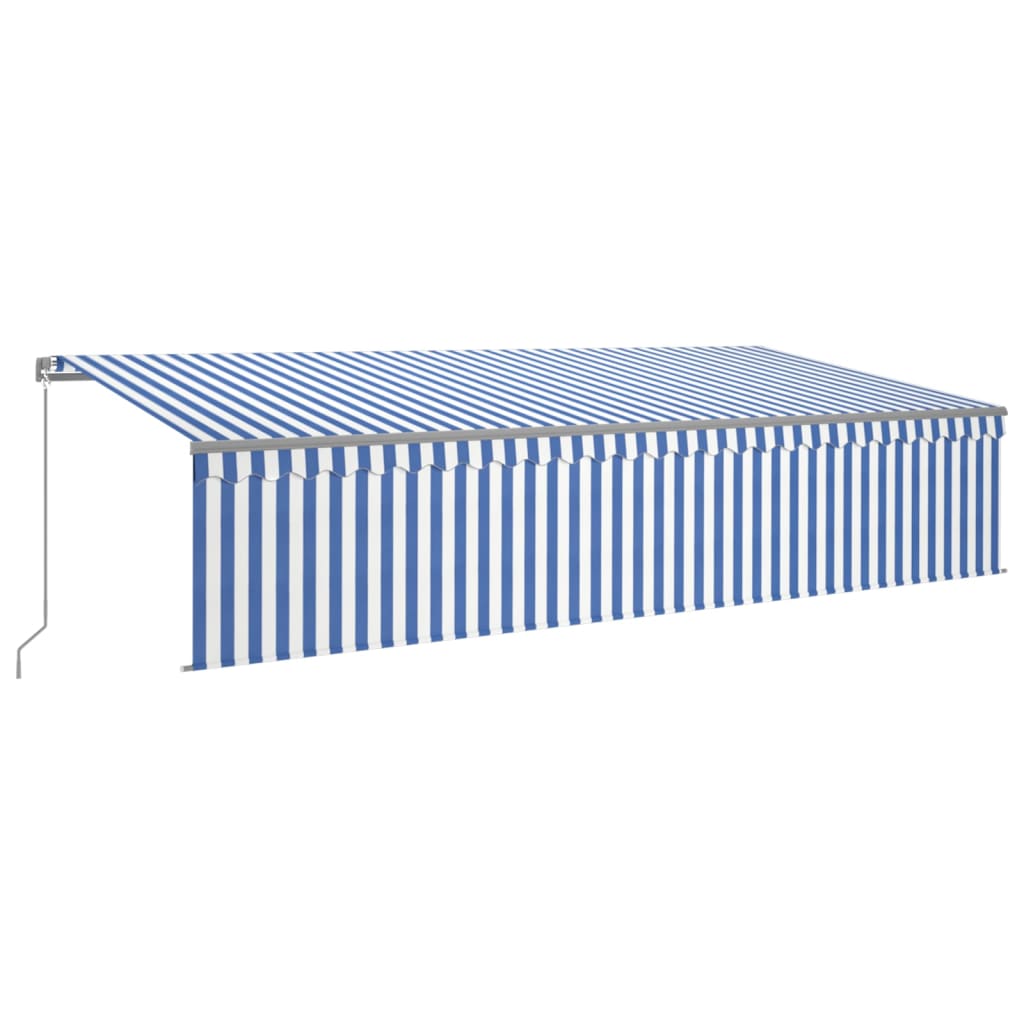 VidaXL Luifel handmatig uittrekbaar met rolgordijn 6x3m blauw en wit
