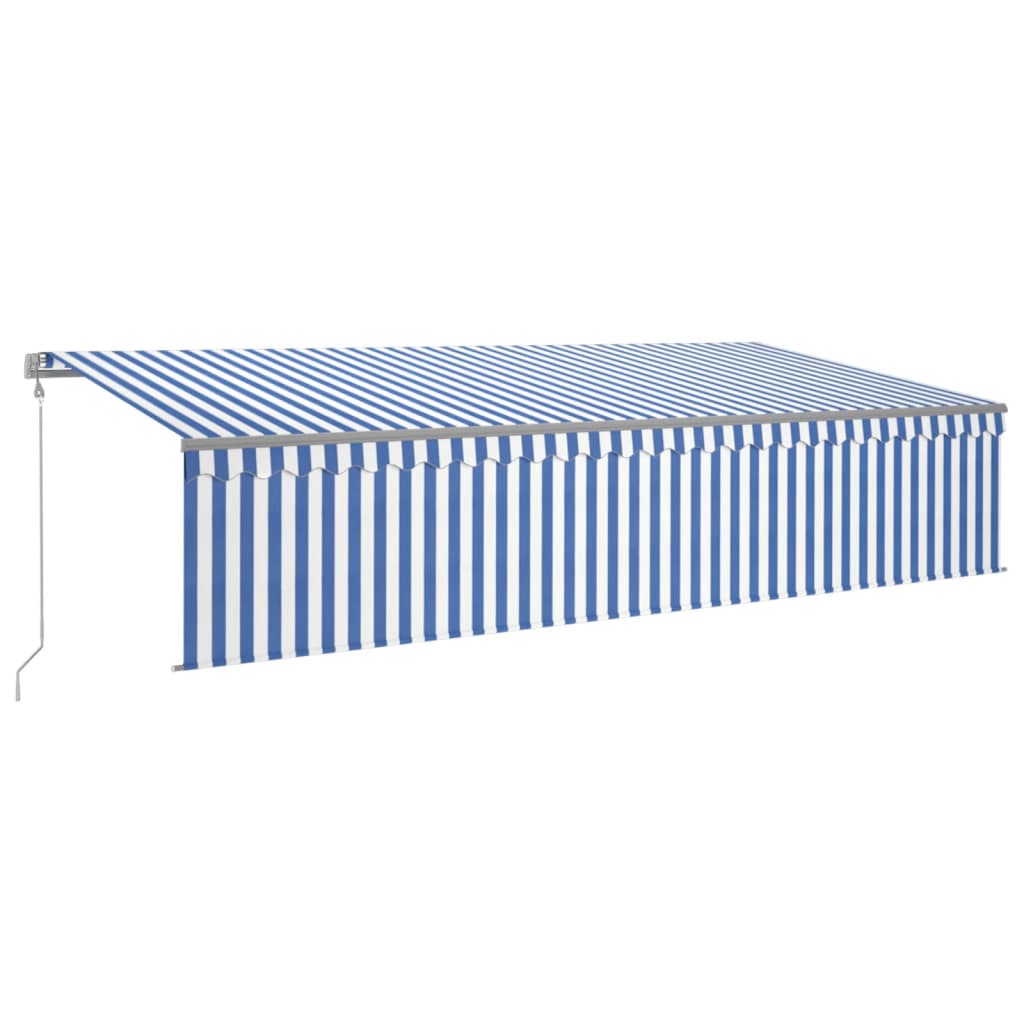 VidaXL Luifel automatisch rolgordijn LED windsensor 6x3 cm blauw wit