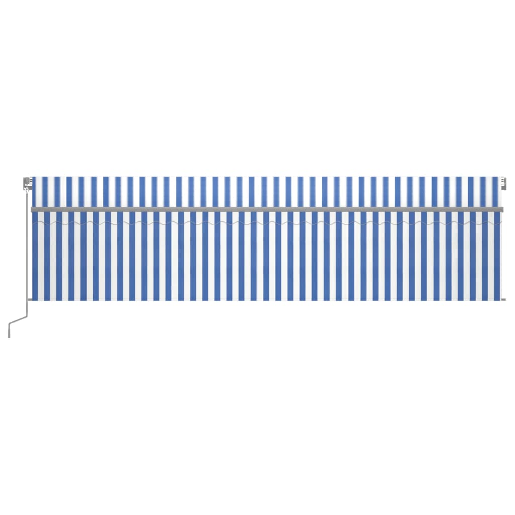 VidaXL Luifel automatisch rolgordijn LED windsensor 6x3 cm blauw wit
