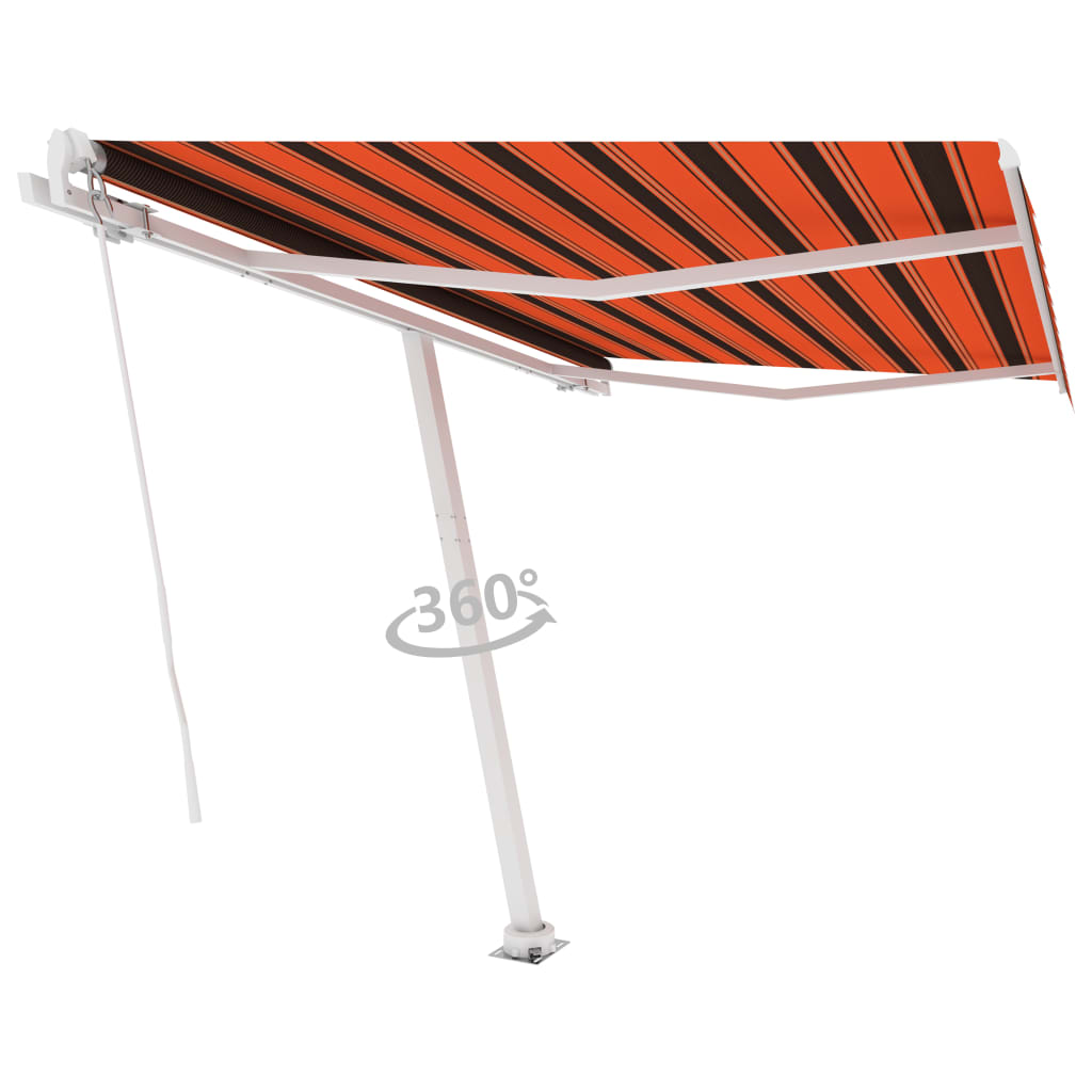 VidaXL Luifel vrijstaand handmatig uittrekbaar 300x250 cm oranje bruin