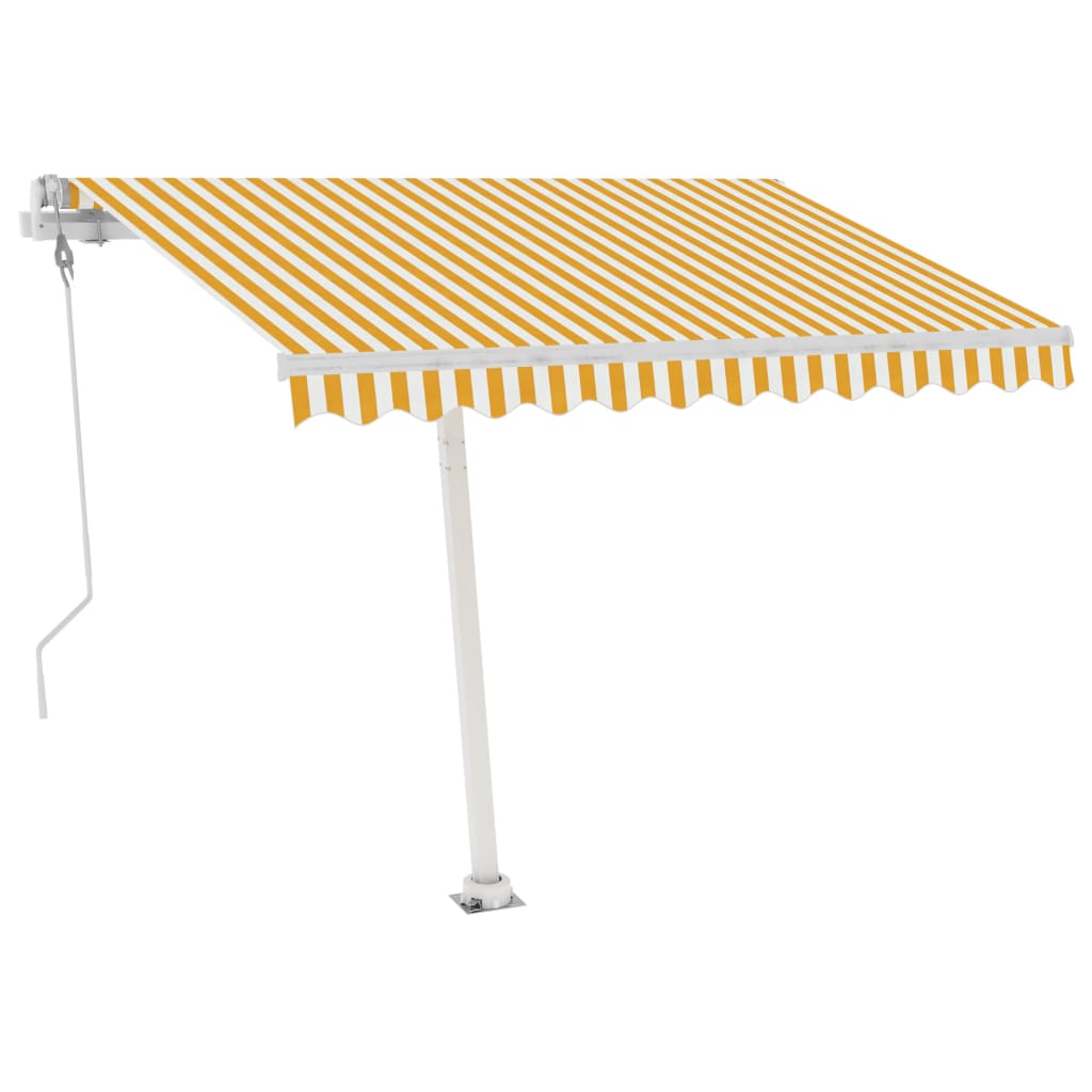VidaXL Luifel vrijstaand automatisch 350x250 cm geel en wit