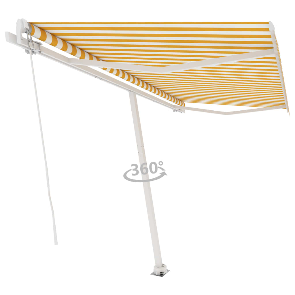 VidaXL Luifel vrijstaand handmatig uittrekbaar 450x300 cm geel en wit