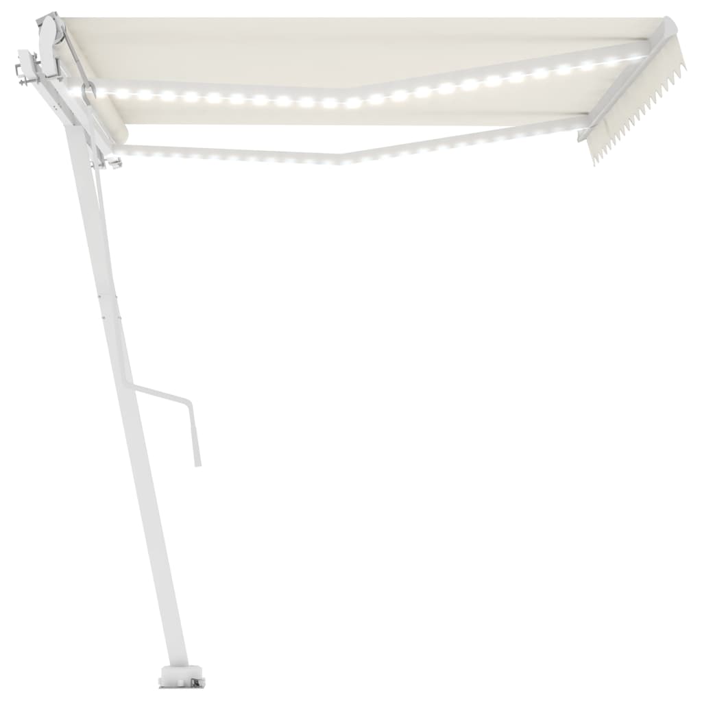 VidaXL Luifel automatisch met LED en windsensor 450x300 cm crèmekleur
