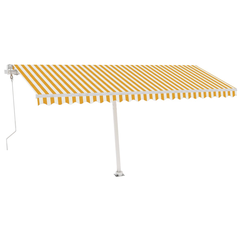 VidaXL Luifel automatisch met LED en windsensor 500x300 cm geel en wit