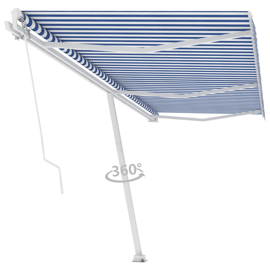 VidaXL Luifel vrijstaand handmatig uittrekbaar 600x300 cm blauw en wit