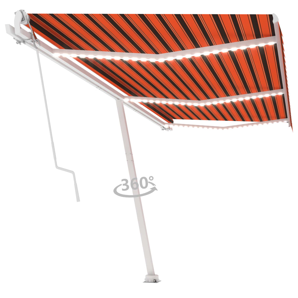 VidaXL Luifel automatisch met LED windsensor 600x300 cm oranje bruin