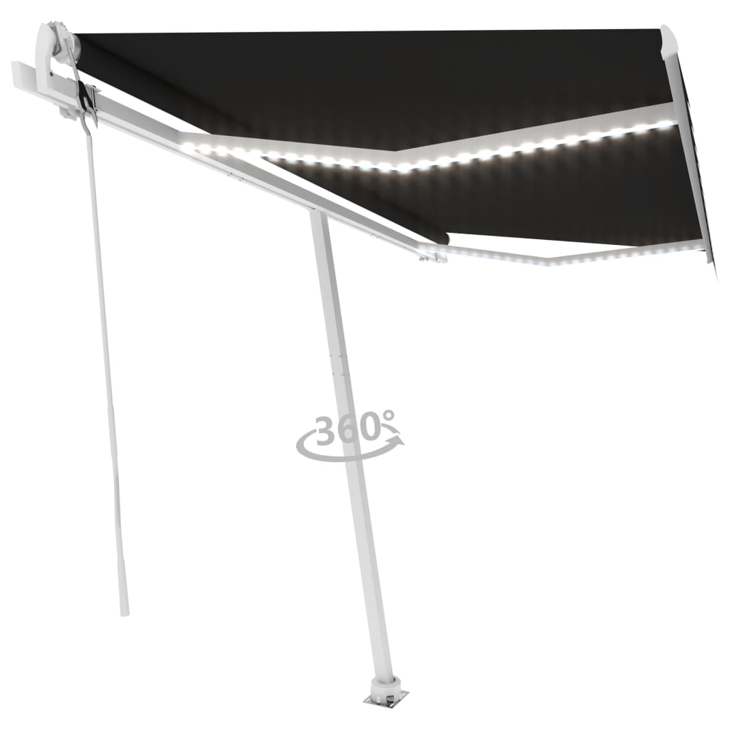 VidaXL Luifel automatisch met LED en windsensor 400x350 cm antraciet