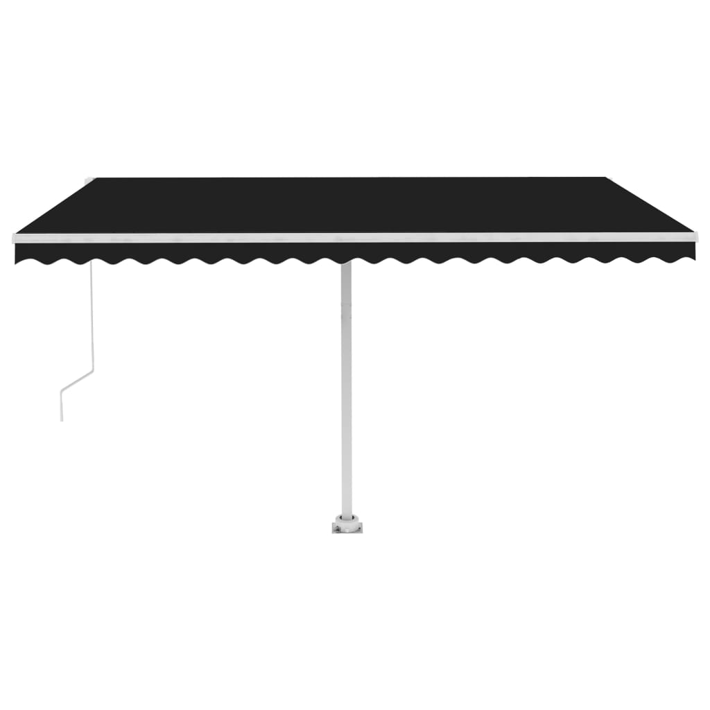 VidaXL Luifel handmatig uittrekbaar met LED 450x350 cm antracietkleur