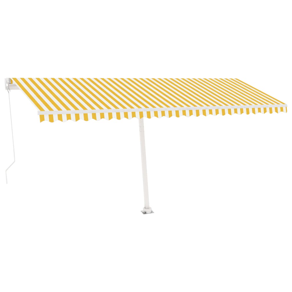 VidaXL Luifel handmatig uittrekbaar met LED 500x350 cm geel en wit