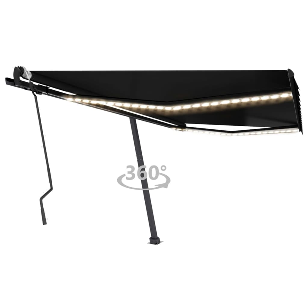 VidaXL Luifel handmatig uittrekbaar met LED 400x300 cm antracietkleur