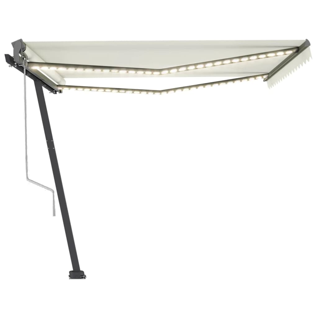 VidaXL Luifel automatisch met LED en windsensor 400x300 cm crèmekleur
