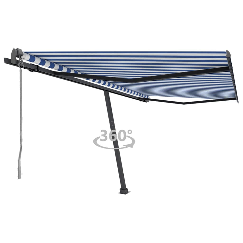 VidaXL Luifel vrijstaand automatisch 450x300 cm blauw en wit
