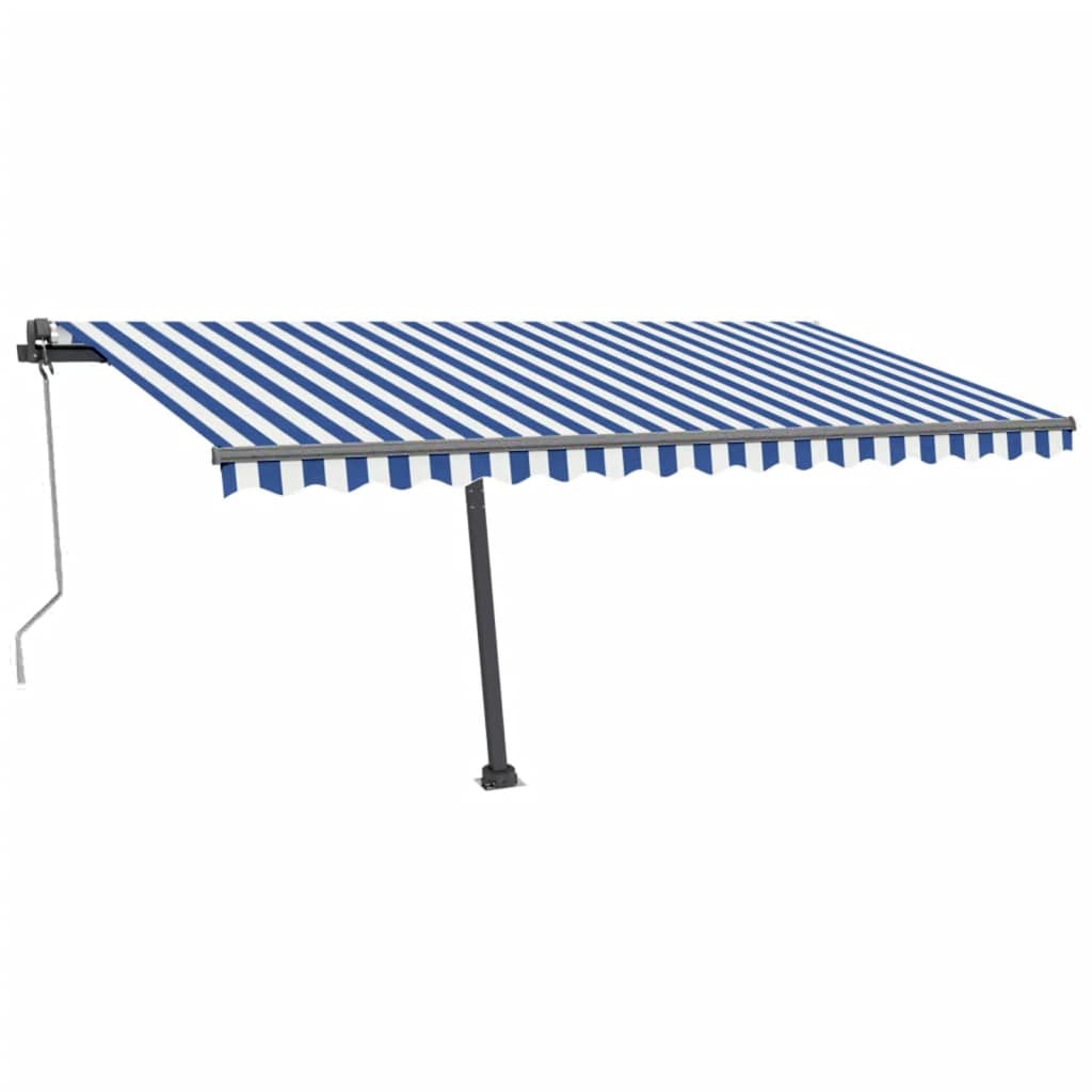 VidaXL Luifel vrijstaand automatisch 450x300 cm blauw en wit