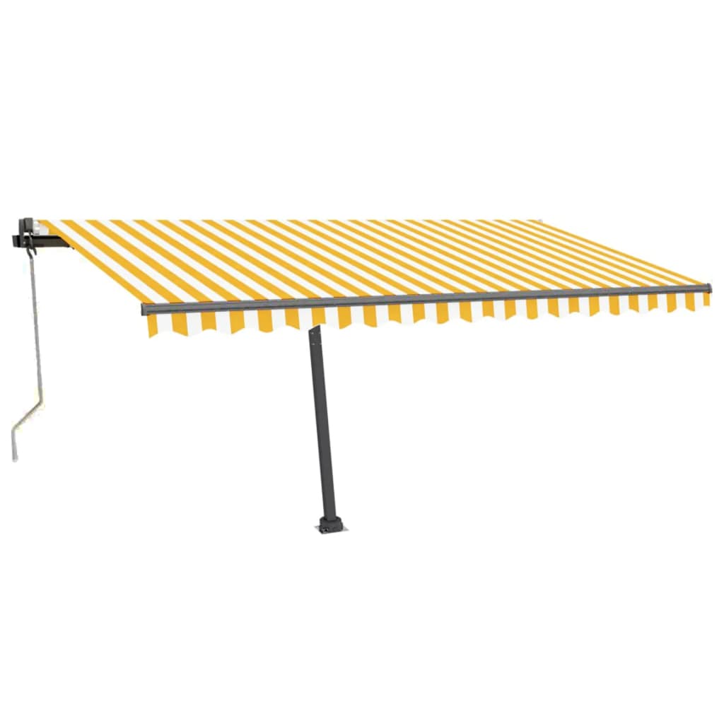 VidaXL Luifel automatisch met LED en windsensor 450x300 cm geel en wit