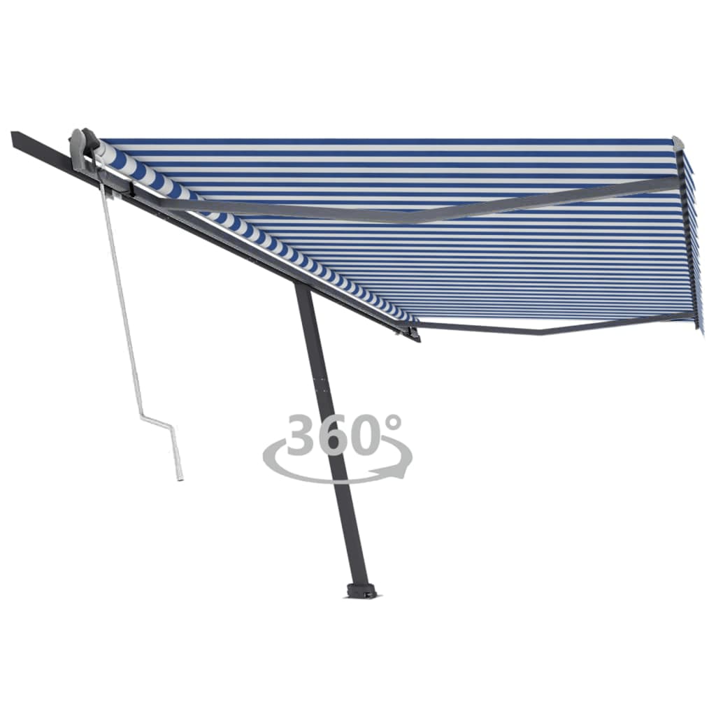 VidaXL Luifel vrijstaand automatisch 500x300 cm blauw en wit